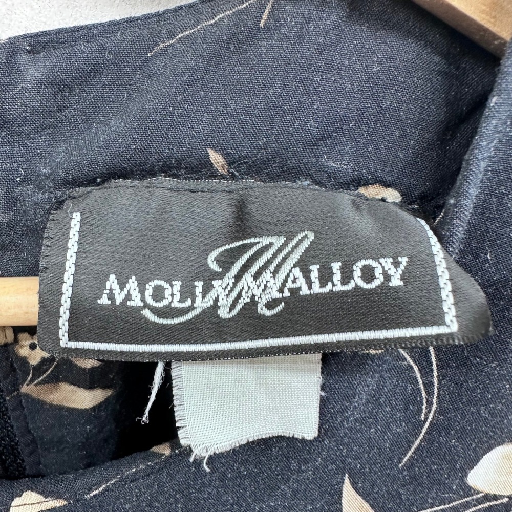 Vintage‎ Dark Floral Maxi Dress Womens M/L Black Rayon Cottage Prairie Long 90s - Picture 4 of 7